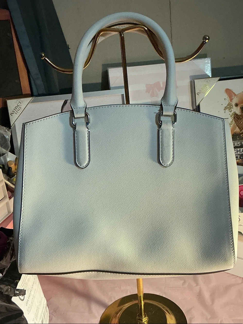 DKNY White Perforated Satchel